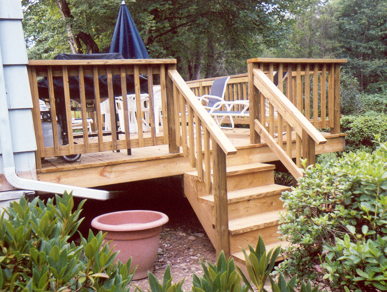 New deck built with two entrance stairs